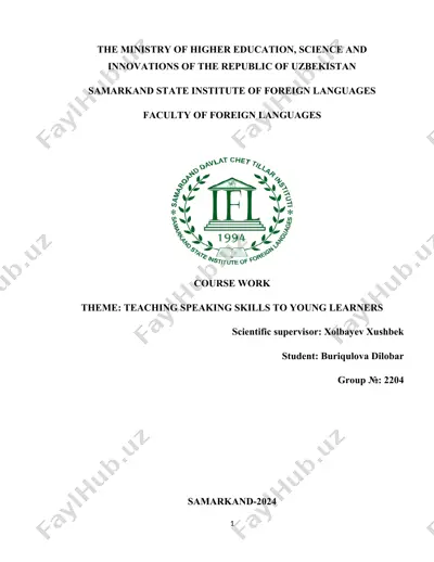 course work on teaching speaking skills to young learners — DOC