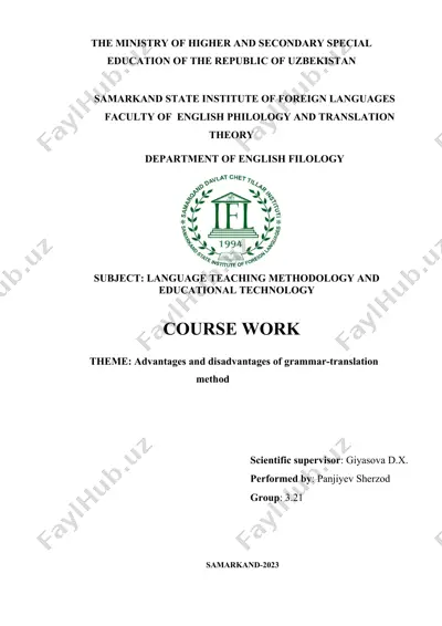 advantages and disadvantages of grammar-translation method — DOC