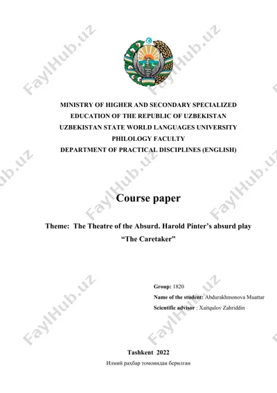 the theatre of the absurd. harold pinter’s absurd play “the caretaker” — DOC
