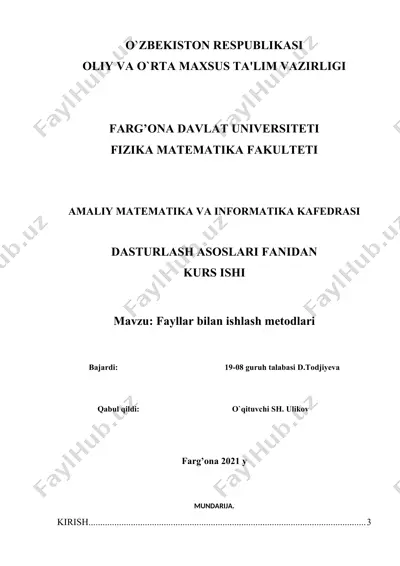 fayllar bilan ishlash metodlari — DOC