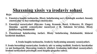 emotsiyalar va irodaviyoti — PPTX