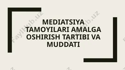 mediatsiya tamoyilari amalga oshirish tartibi va muddati — PPTX