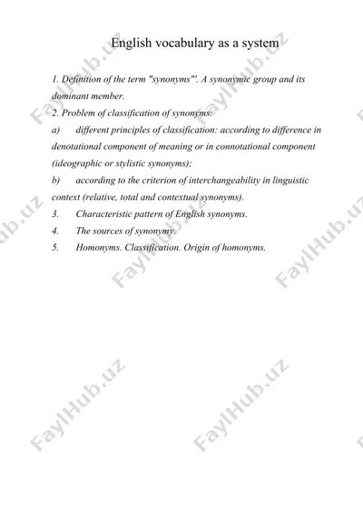 english vocabulary as a system — DOC