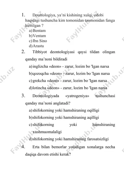 deontologiya va tibbiyot — DOC