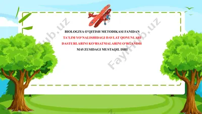 taʼlim yoʻnalishidagi davlat qonunlari  dasturlarini koʻrsatmalarini oʻrganish — PPTX