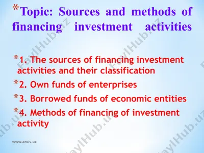 sources and methods of financing investment activities — PPT