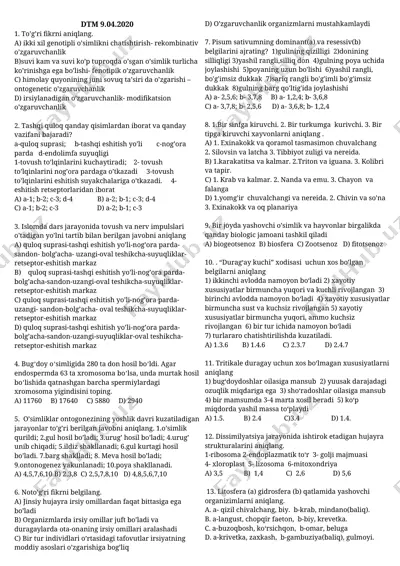 genetika va o'zgaruvchanlik — DOC