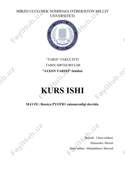 rossiya pyotr1 xukumronligi davrida — DOC