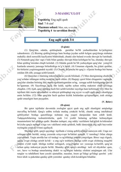 eng aqlli qush 3/4 — DOC
