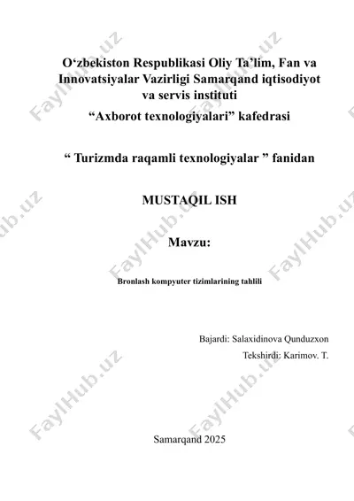 bronlash kompyuter tizimlarining tahlili — PDF