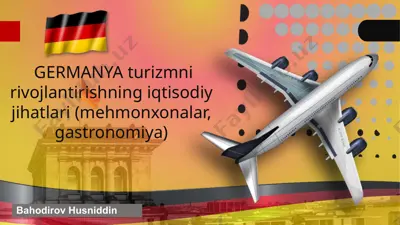 turizmni rivojlantirishning iqtisodiy jihatlari (mehmonxonalar, gastronomiya) — PPTX