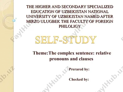 the complex sentence - relative pronouns and clauses (self study) — PPT