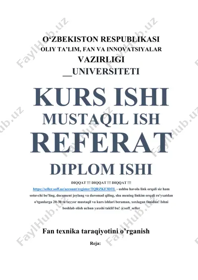 mahsulot tayyorlash texnologiyasi va dizayn — DOC