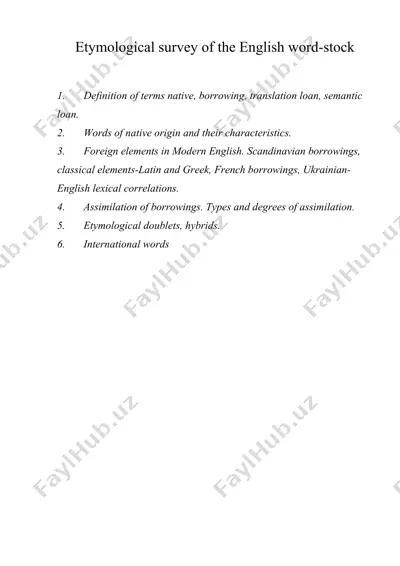 etymological survey of the english word-stock — DOC