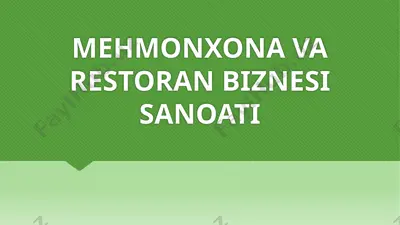 mehmonxona va restoran biznesi sanoati — PPTX