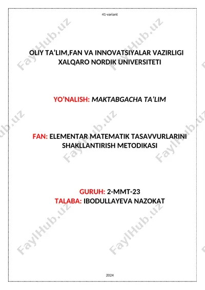 topshiriq mttning qaysi yosh guruhi tarbiyalanuvchilari uchun mo‘ljallangan. — DOC
