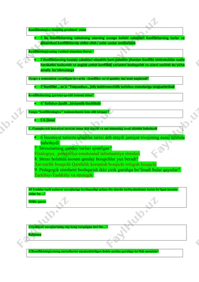 konfliktologiya fanining predmeti — DOC