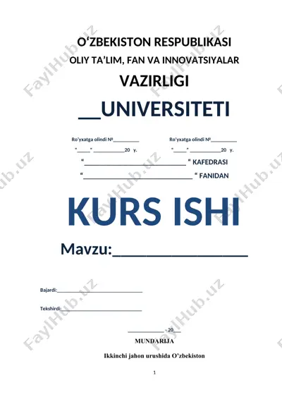 kurs ishi mavzusi bo'yicha maqola tayyorlash — DOC