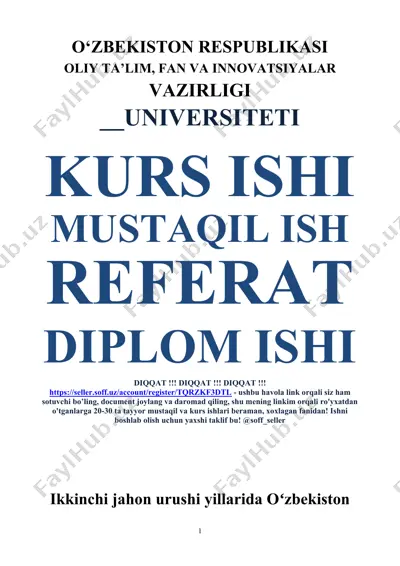 o'zbekiston ikkinchi jahon urushi tarixi — DOC