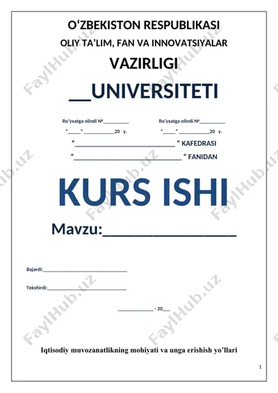 **iqtisodiy muvozanatlikning mohiyati va unga erishish yo’llari** — DOC