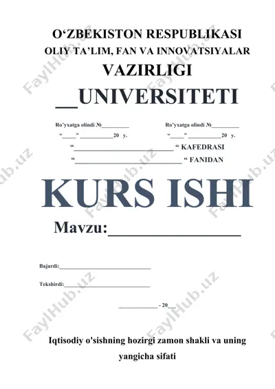 iqtisodiy o'sishning hozirgi zamon shakli va ungacha sifati — DOC