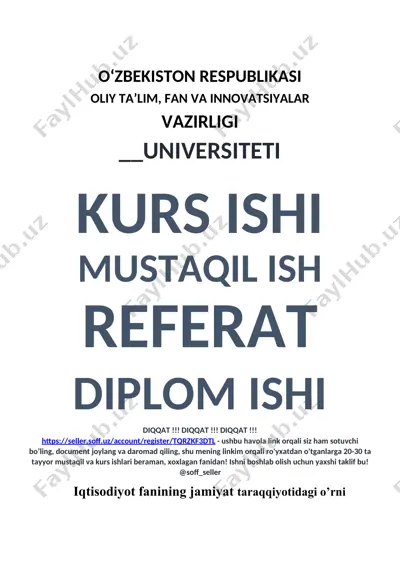 iqtisodiyot fanining jamiyat taraqqiyotidagi o’rni — DOC
