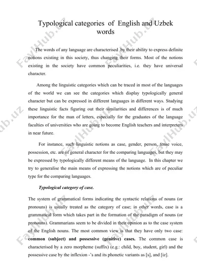 typological categories of english and uzbek words — DOC