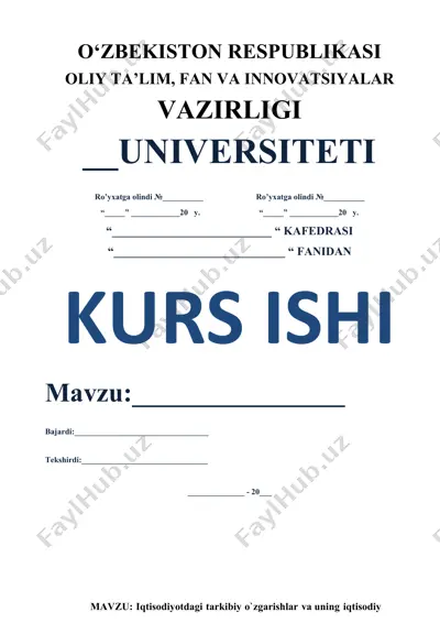 iqtisodiyotdagi tarkibiy o'zgarishlar va uning iqtisodiy muvozanatga ta'siri — DOC