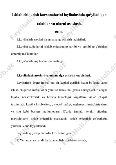 loyihalash asoslari va uni amalga oshirish tadbirilari — DOC