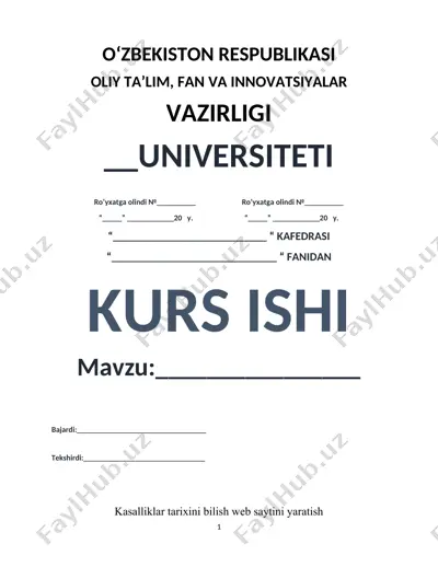kasalliklar tarixini bilish web saytini yaratish — DOC