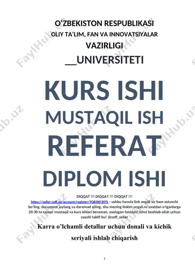 karra o’lchamli detallar uchun donali va kichik seriyali ishlab chiqarish — DOC
