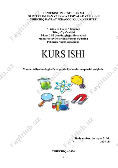 sellyulozadagi alfa va gemisellyulozalar miqdorini aniqlash — DOCX