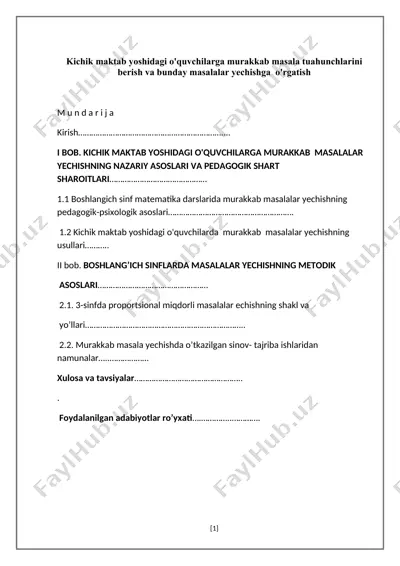 murakkab masalalar yechishning pedagogik asoslari — DOC