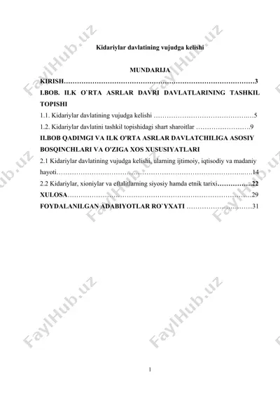 kidariylar davlatining vujudga kelishi — DOC