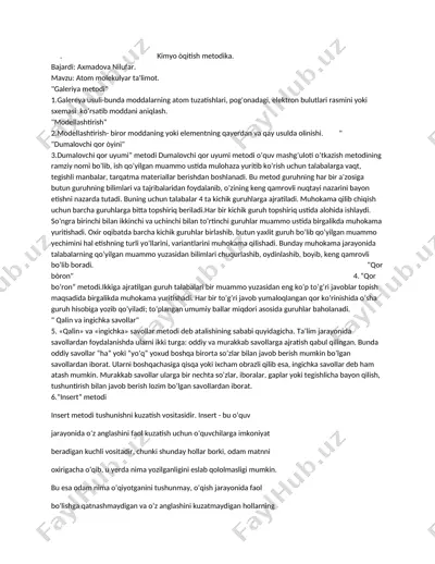 kimyo òqitish metodika — DOC