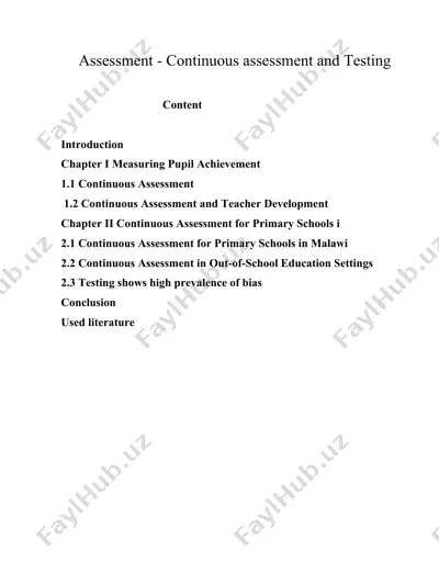 assessment - continuous assessment and testing (kurs ishi) — DOCX