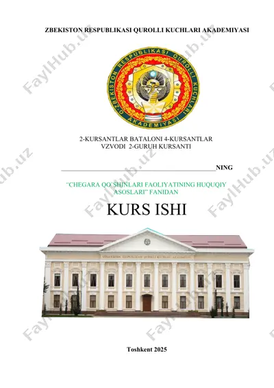 "chegara qo`shinlari faoliyatining huquqiy asoslari" — DOC