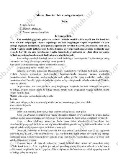 kun tartibi va uning ahamiyati — DOC