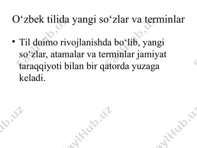 o‘zbek tilida yangi so‘zlar va terminlar — PPTX
