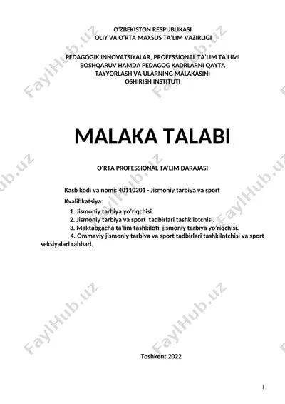 jismoniy tarbiya va sport yo'riqchisi — DOC