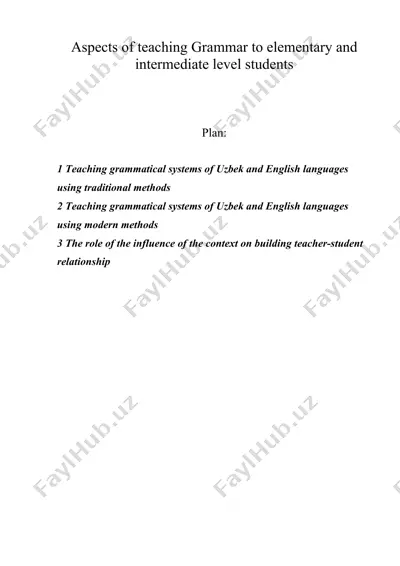 aspects of teaching grammar to elementary and intermediate level students — DOC