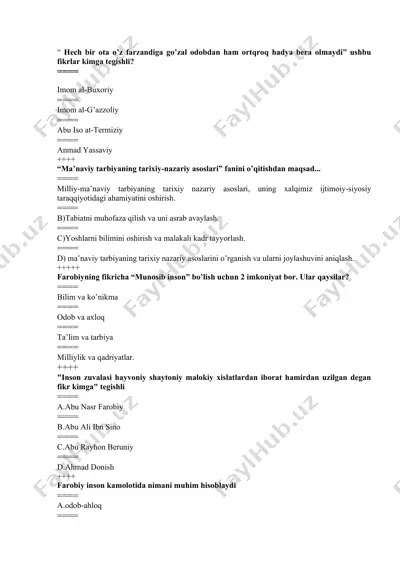 ma’naviy tarbiyaning tarixiy-nazariy asoslari — DOC