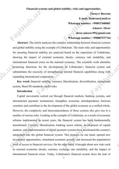 financial systems and global stability: risks and opportunities — DOC