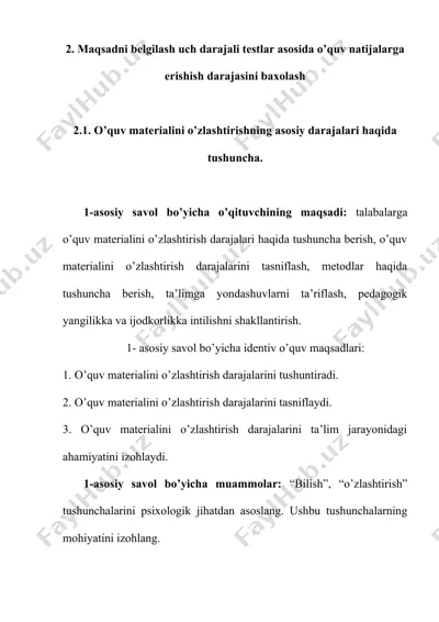 o’quv materialini o’zlashtirishning asosiy darajalari haqida tushuncha — DOC