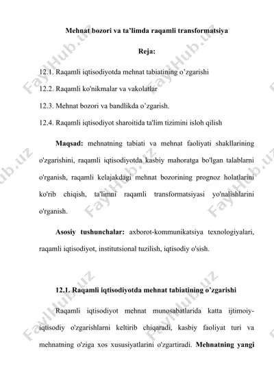 mehnat bozori va ta’limda raqamli transformatsiya — DOC