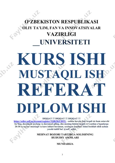 mehnat bozorini tartibga solishning hududi asoslari — DOC