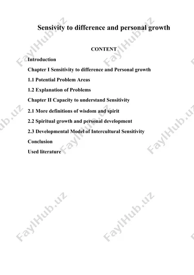 sensivity to difference and personal growth (kurs ishi) — DOCX