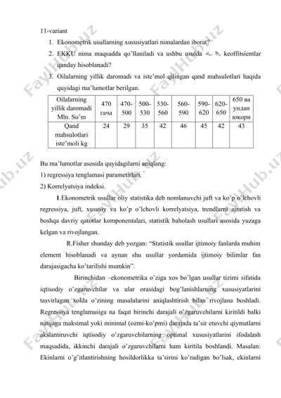 ekonometrik usullar — DOC