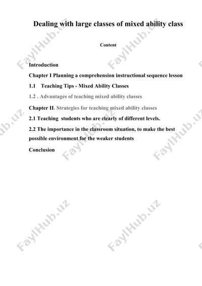 dealing with large classes of mixed ability class (kurs ishi) — DOCX