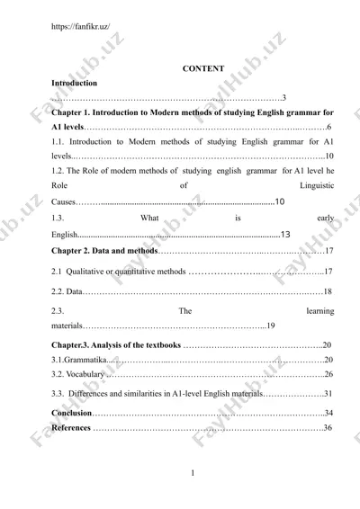 modern methods of studying english grammar for a1 levels — DOC